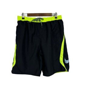 Nike Black Neon Yellow Blue Mens Swim Trunks Size L